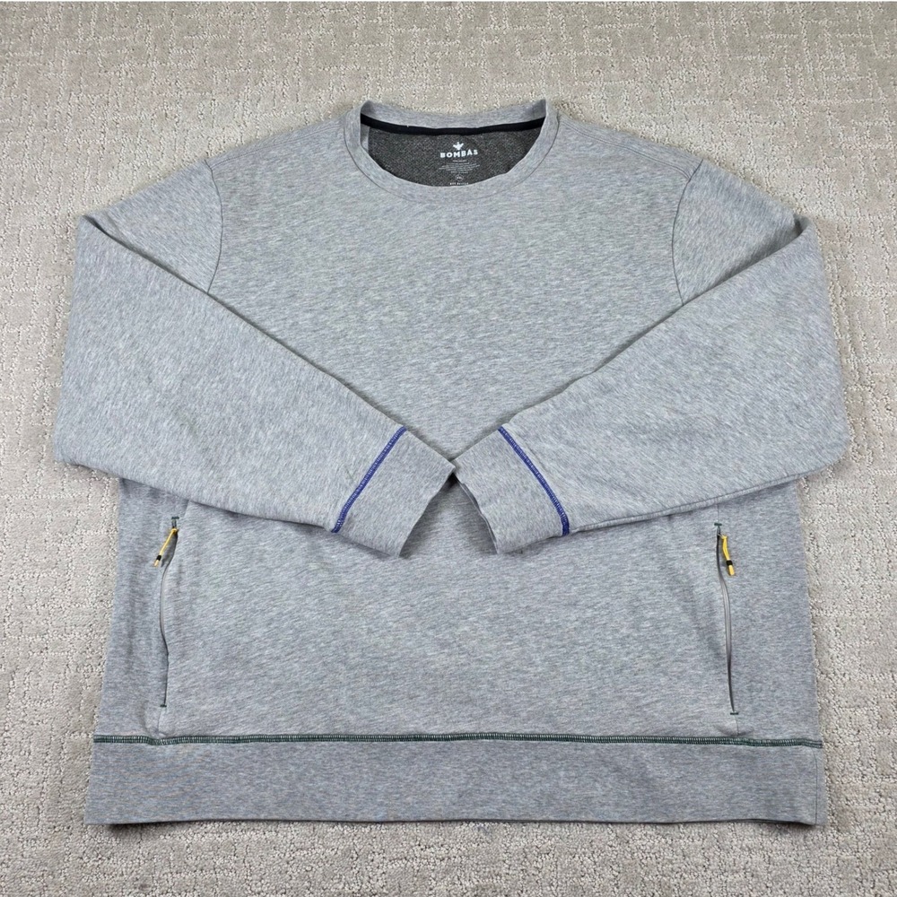 Bombas Mens XXL Gray Bee Better Cotton French‎ Terry Crewneck Sweatshirt Pockets